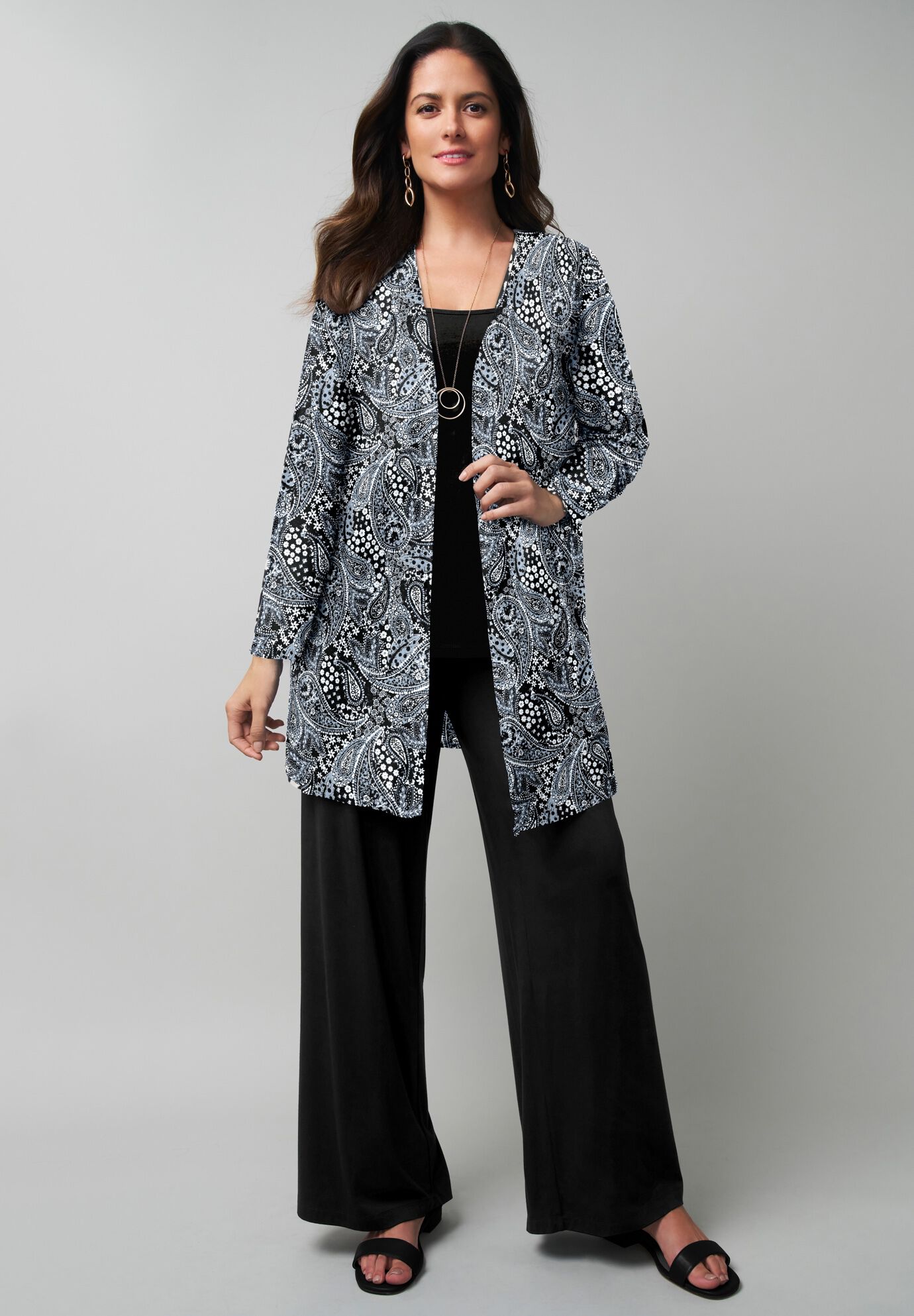 Everyday Stretch Knit Open Front Cardigan, , on-hover image number 1