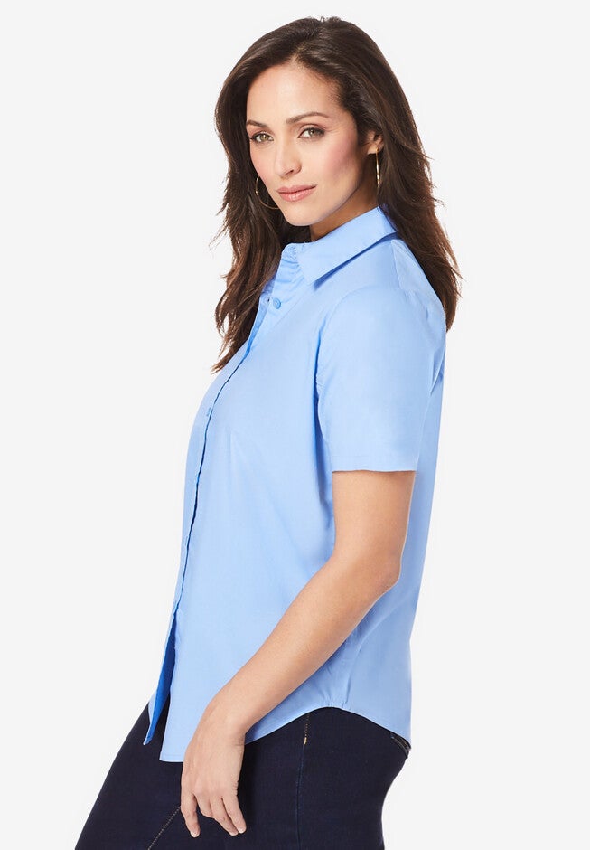 Short Sleeve Stretch Cotton Poplin Shirt, , alternate image number 2