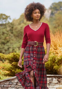 Stretch Knit V-Neck Tee