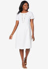 Fit & Flare Dress, WHITE, hi-res image number null