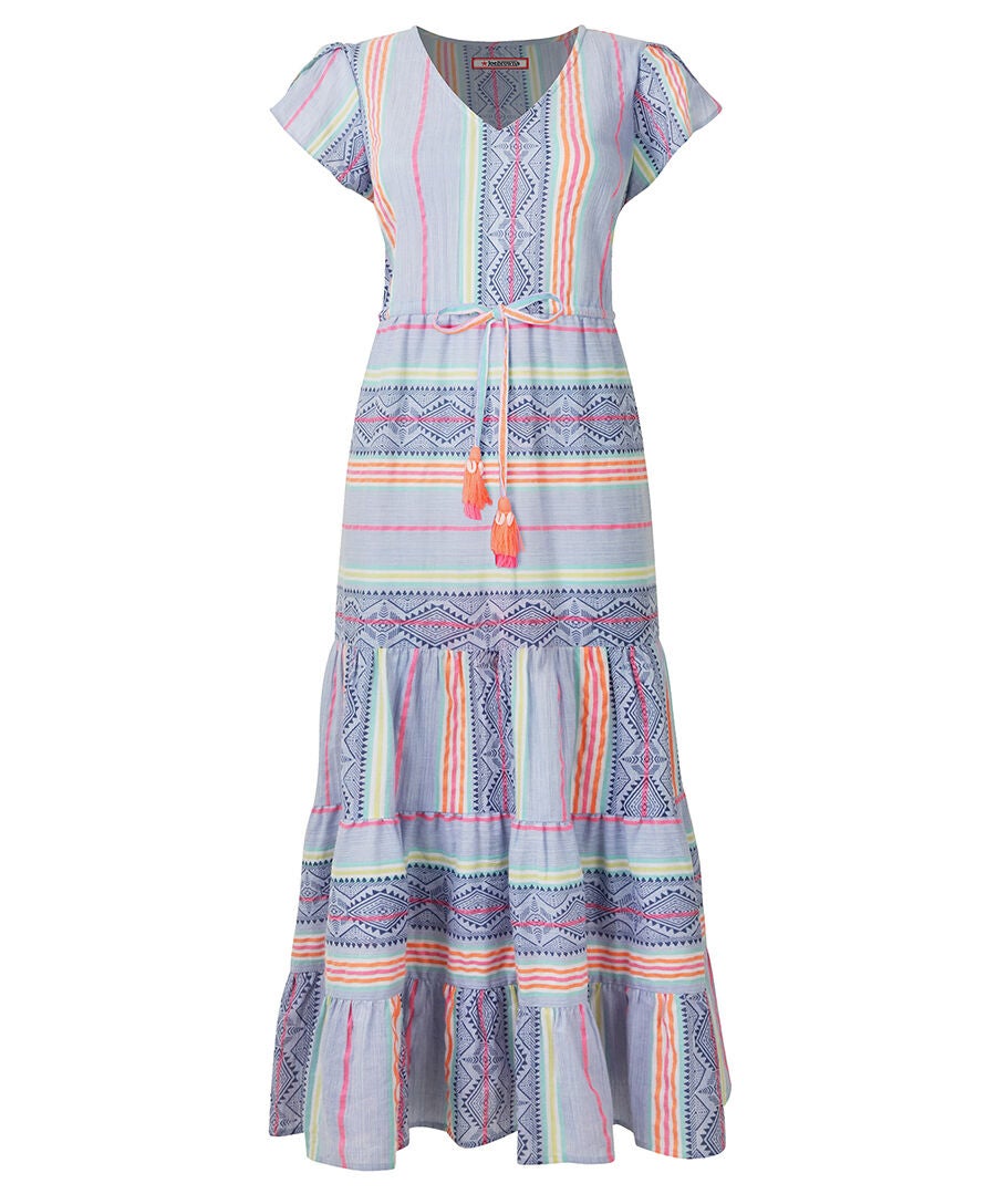 Abstract Sleeveless Maxi Dress, BOHO GEO STRIPES, alternate image number 4