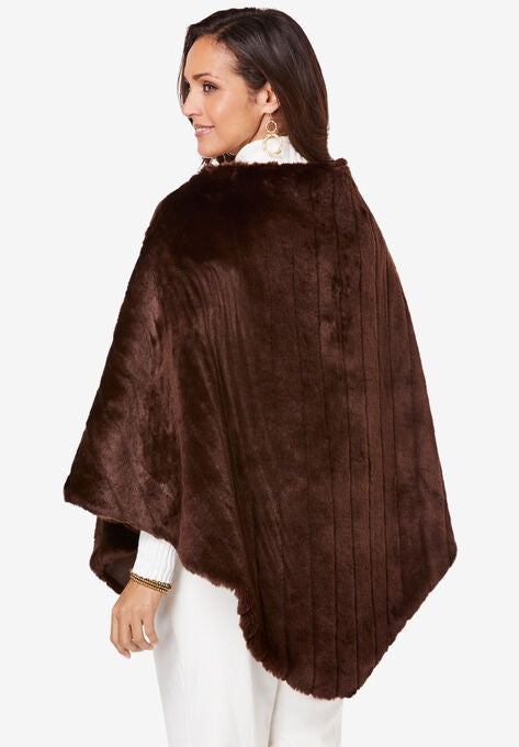 Faux Fur Poncho Woman Within