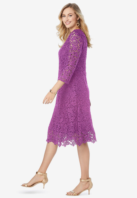 Lace Fit & Flare Dress, , alternate image number null