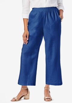 Plus Size Cropped Linen Pants