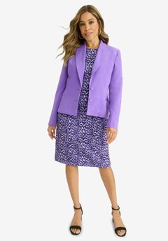 2-Piece Stretch Crepe Single-Breasted Jacket Dress