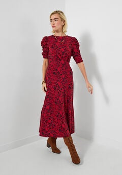 Puff Sleeve Midi Dress