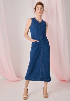 Denim Button Maxi Dress