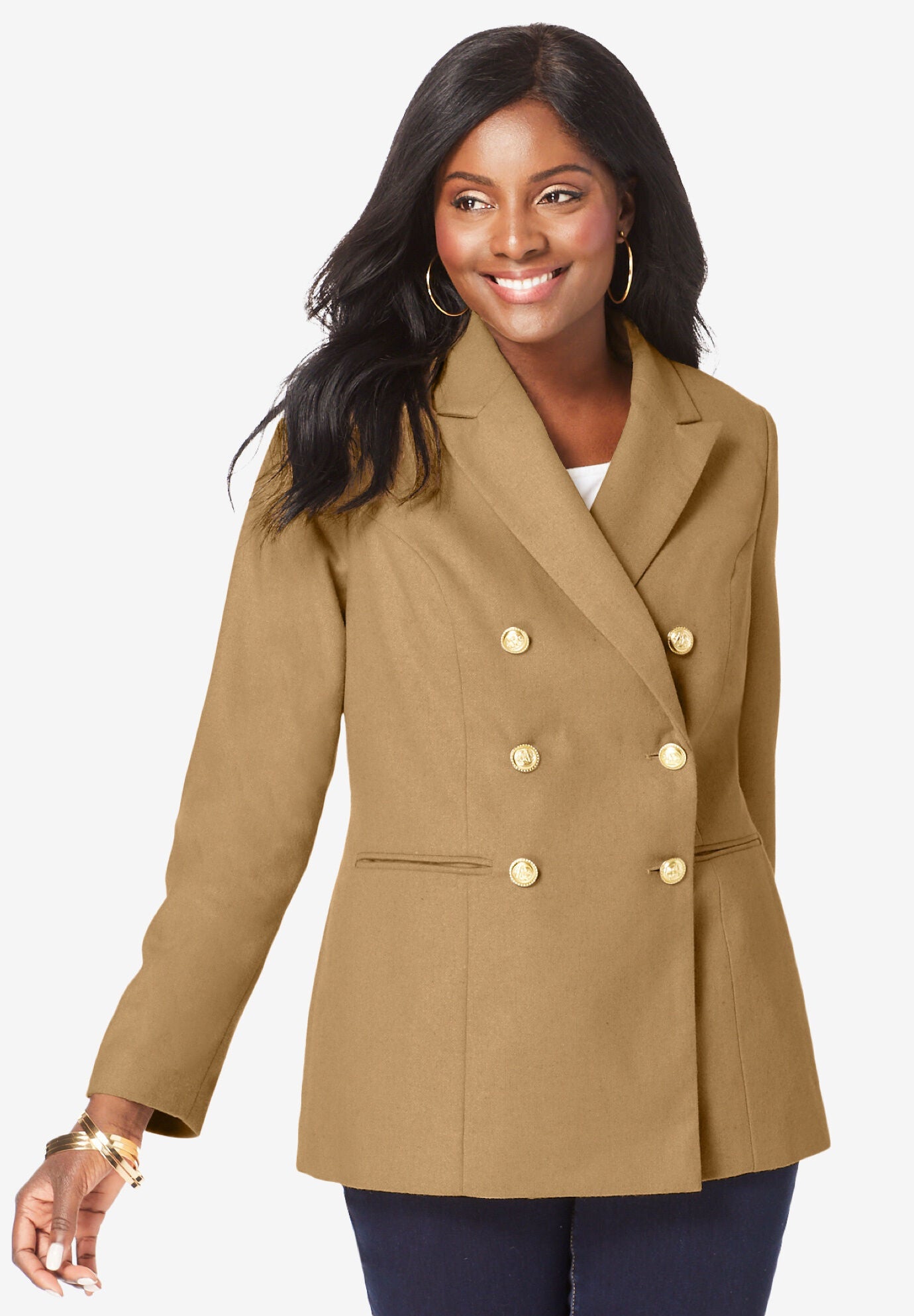 Double Breasted Wool Blazer | Woman Within