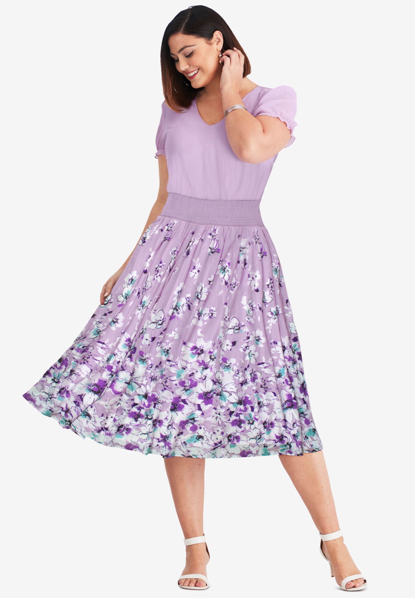 smocked midi dress