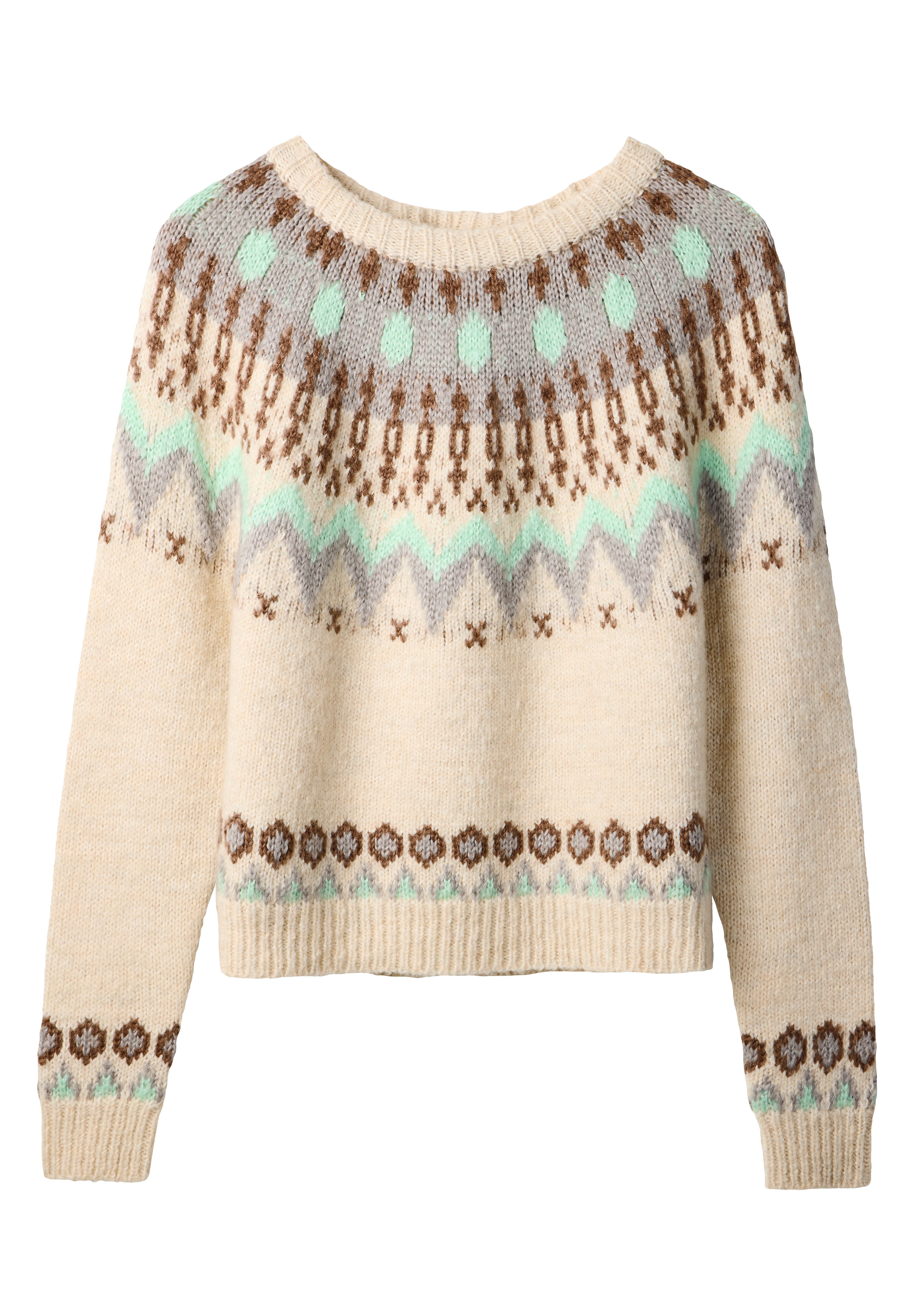 Cozy Fair Isle Pullover Sweater, OATMEAL FAIRISLE, alternate image number 4