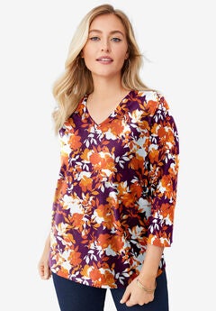 Stretch Cotton V-Neck Tee