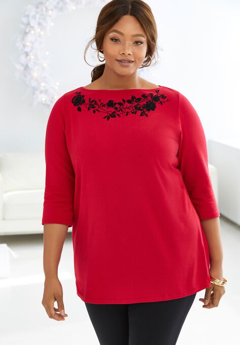 Holiday Print Tunic, , alternate image number null