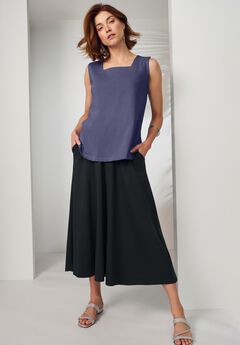 Stretch Cotton Square Neck Tank