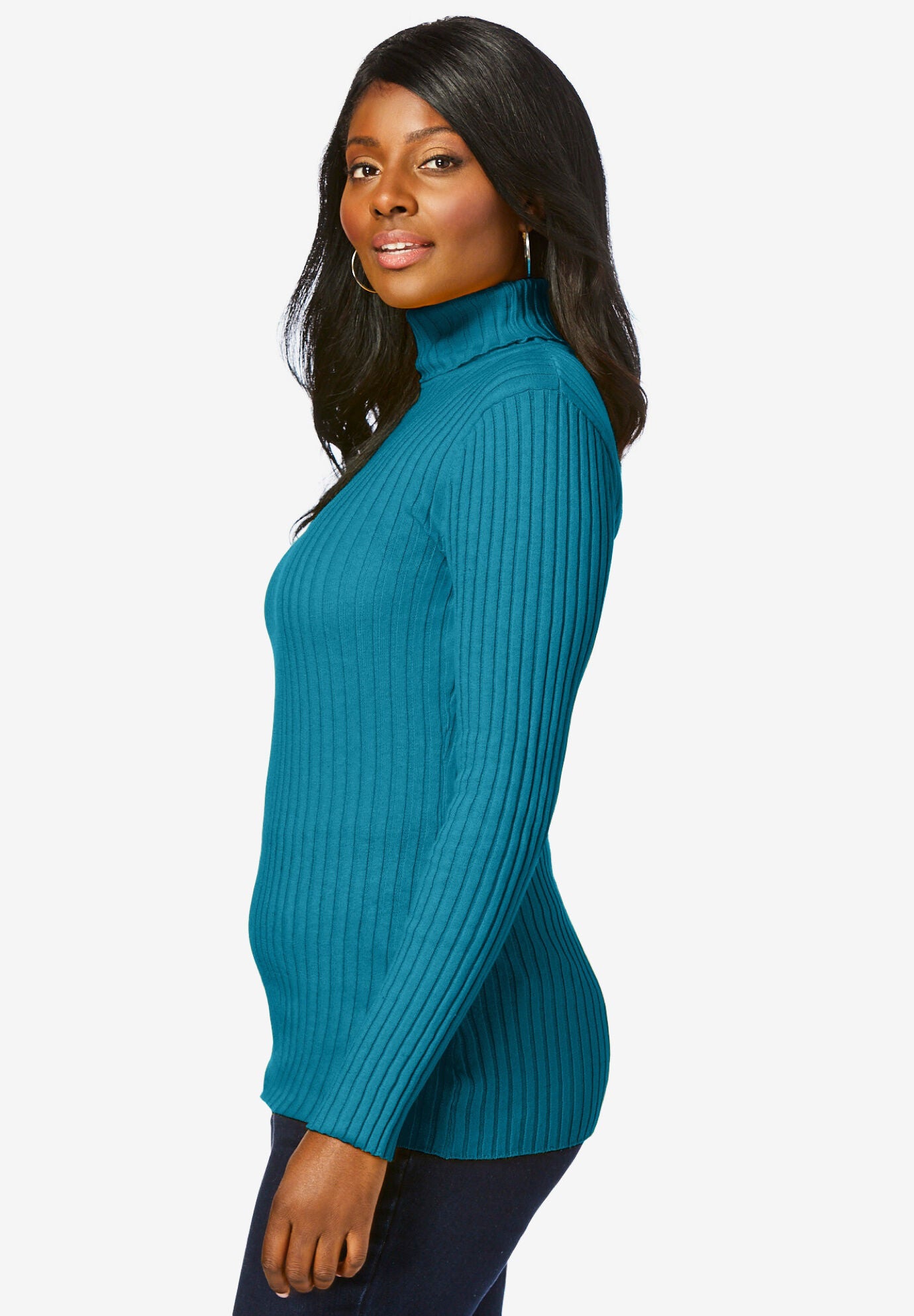 Ladies ribbed turtleneck sweater sale