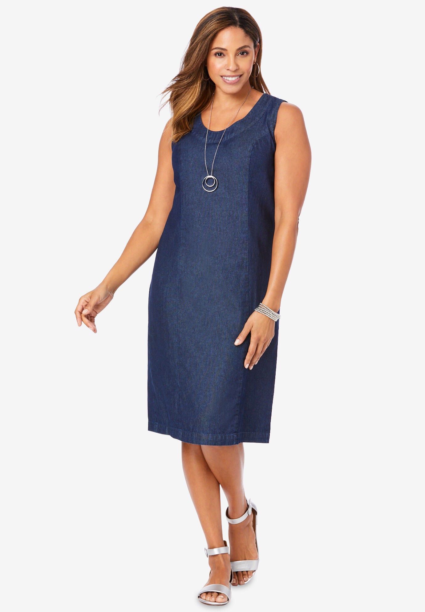 woman within denim dress