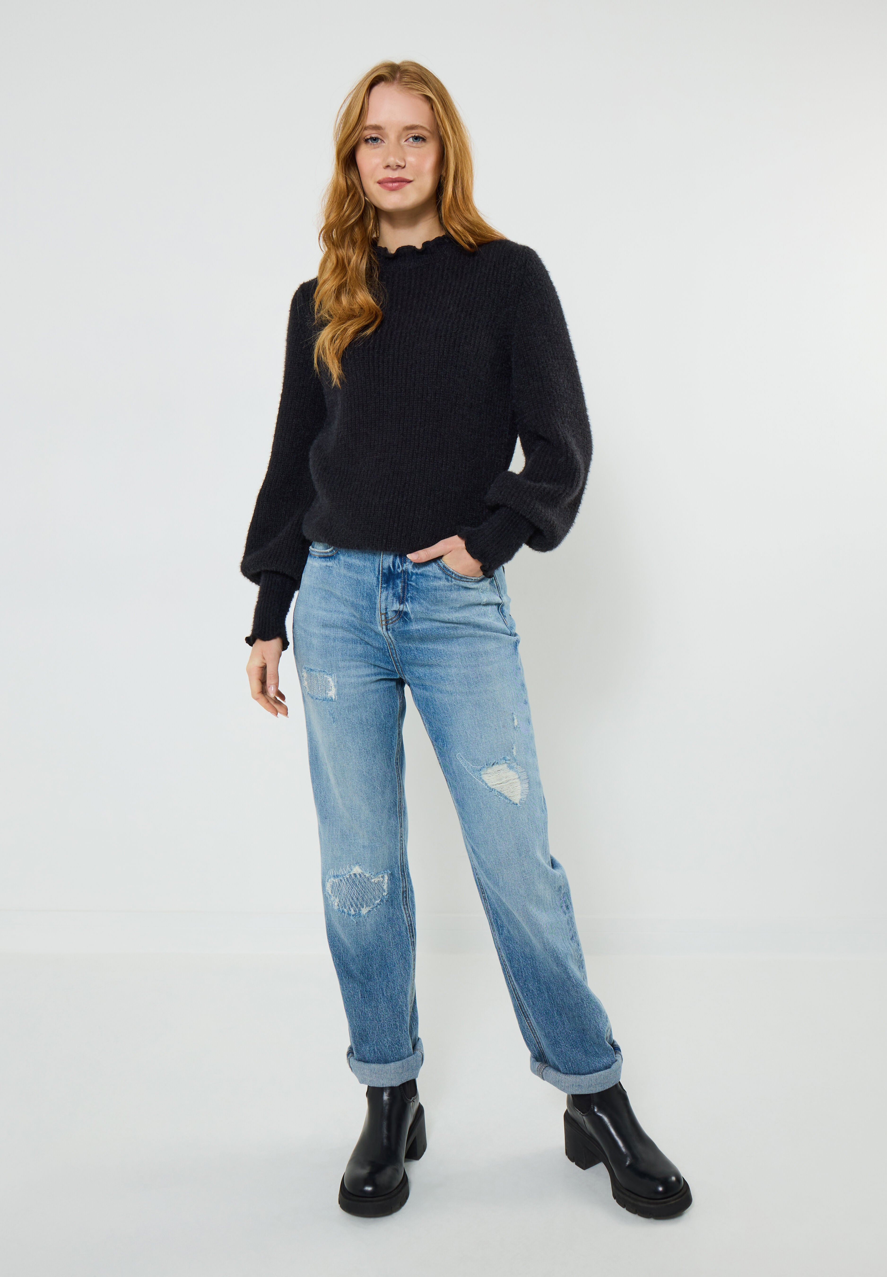 Lofty Mockneck Sweater, BLACK, alternate image number 4