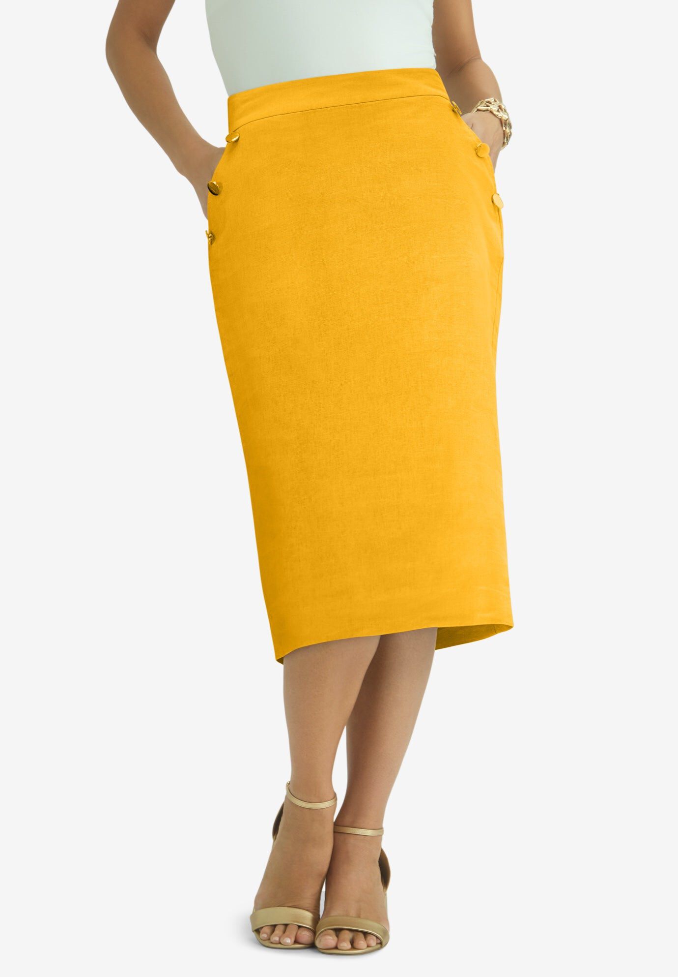 Linen Sailor Skirt, SUNSET YELLOW, hi-res image number 0