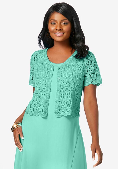 Crochet Shrug, MINT SORBET, hi-res image number null