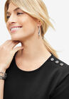 Crepe Button Shoulder Top, , alternate image number null