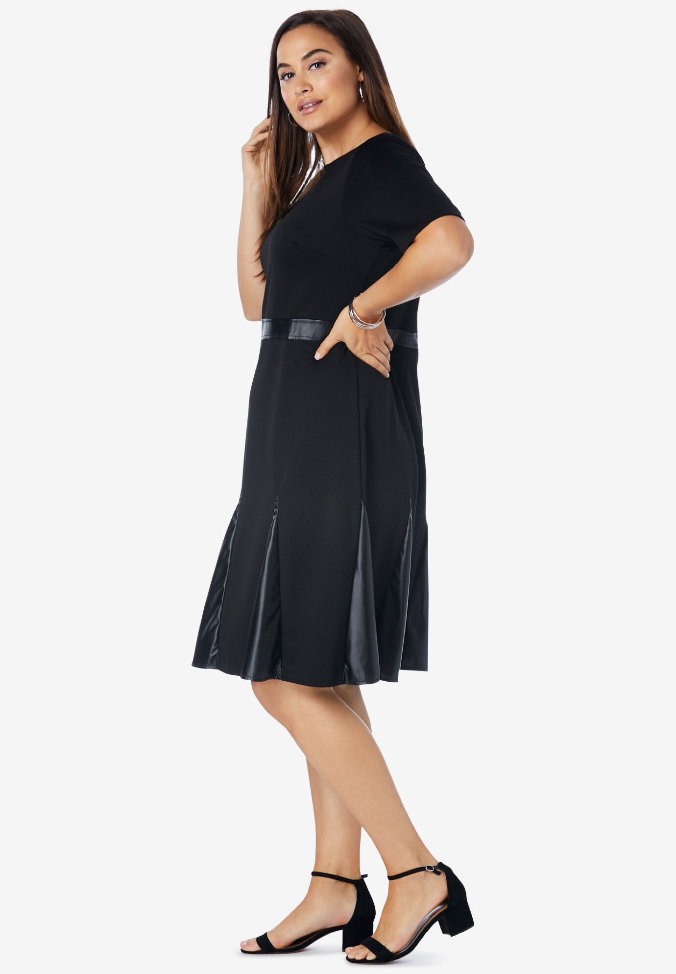 Ponte Fit Flare Dress Woman Within