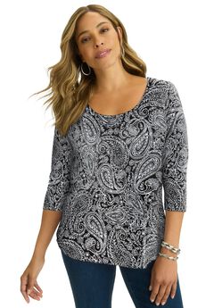 Stretch Cotton Scoop Neck Tee