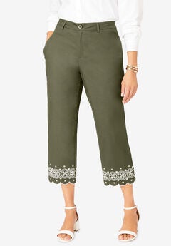 Stretch Poplin Classic Cropped Straight Leg Pant