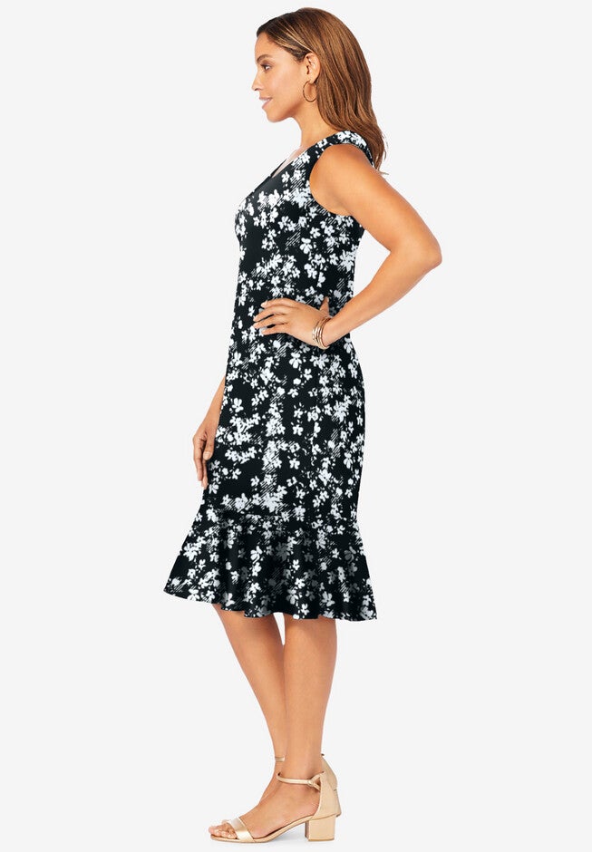 2-Piece Flounce Hem Ponte Jacket Dress, , alternate image number 2