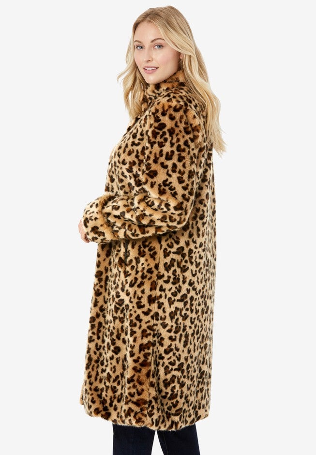 Faux Fur Swing Coat, , alternate image number 2