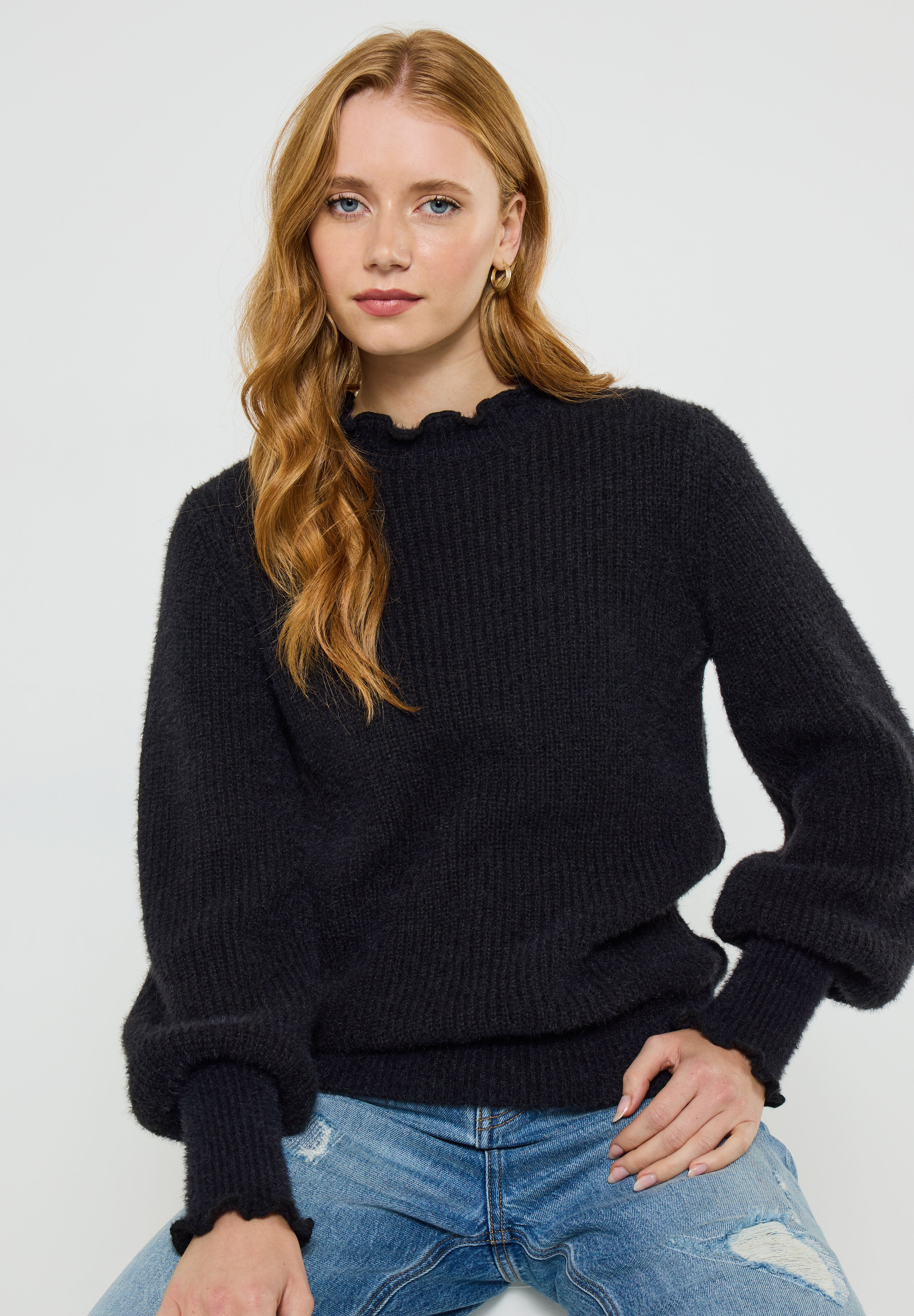 Lofty Mockneck Sweater, BLACK, hi-res image number 0