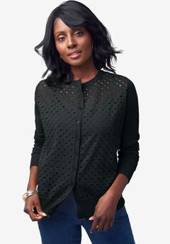 Fine Gauge Eyelet Cardigan