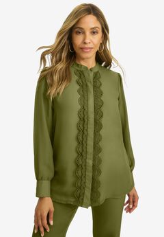 Eyelet Trim Blouse