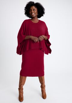 Cable Knit Cape Sweater Dress
