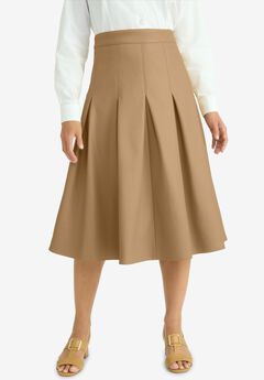 Faux Leather Pleated Midi Skirt