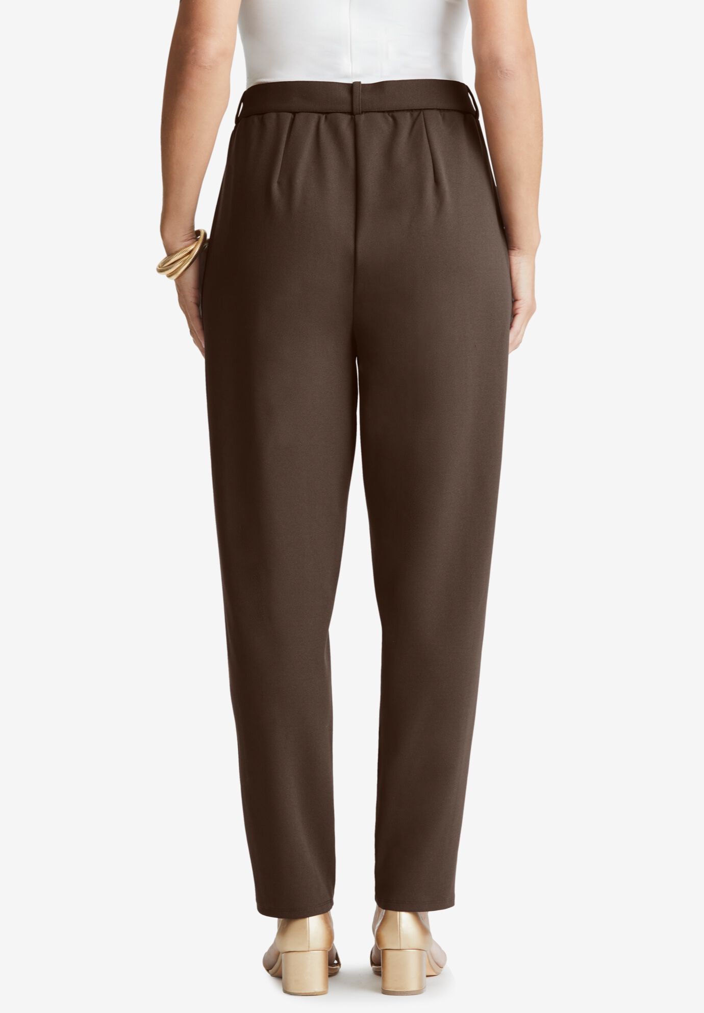 Knit Crepe Belted Tapered Pant, , on-hover image number 1