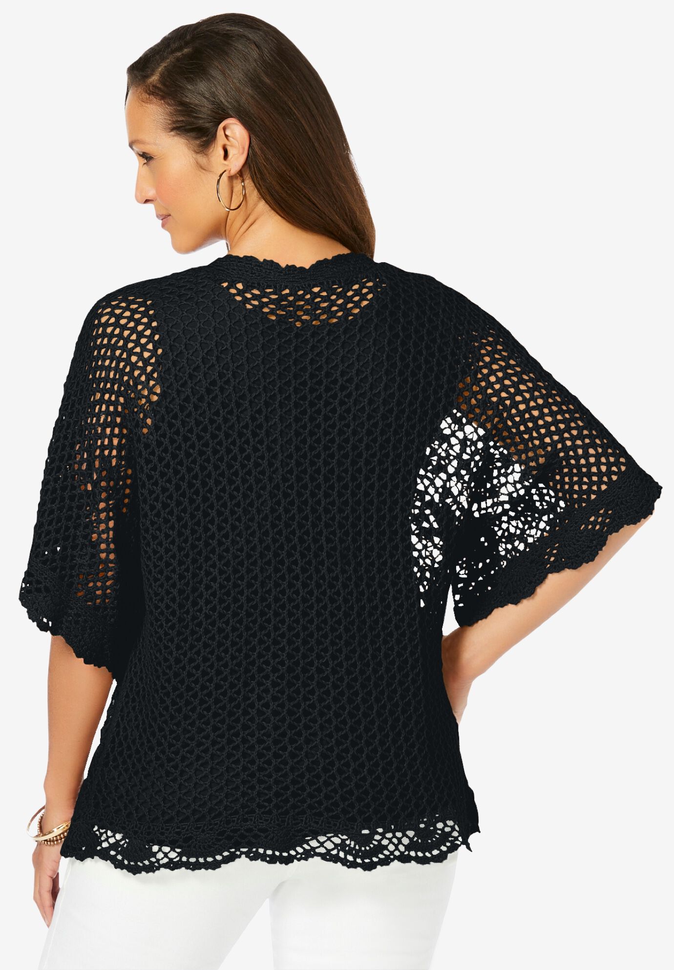 Crochet Cardigan, BLACK, on-hover image number 1