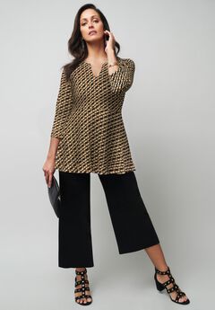 Stretch Knit Henley Notch Babydoll Tunic