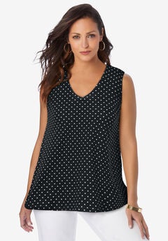 Stretch Cotton V-Neck Trapeze Tank