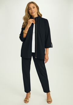 Knit Crepe Winged Collar Set