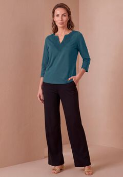 Stretch Cotton Crochet Notch Neck Tunic