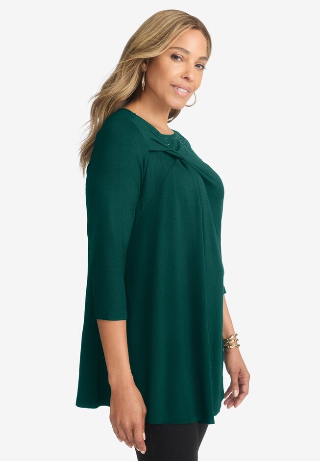 Twist-Front Trapeze Tunic, , alternate image number null