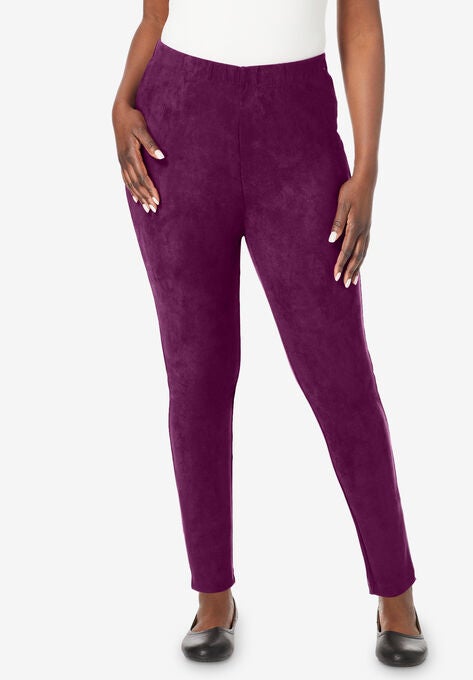 Faux Suede Leggings, DARK BERRY, hi-res image number null