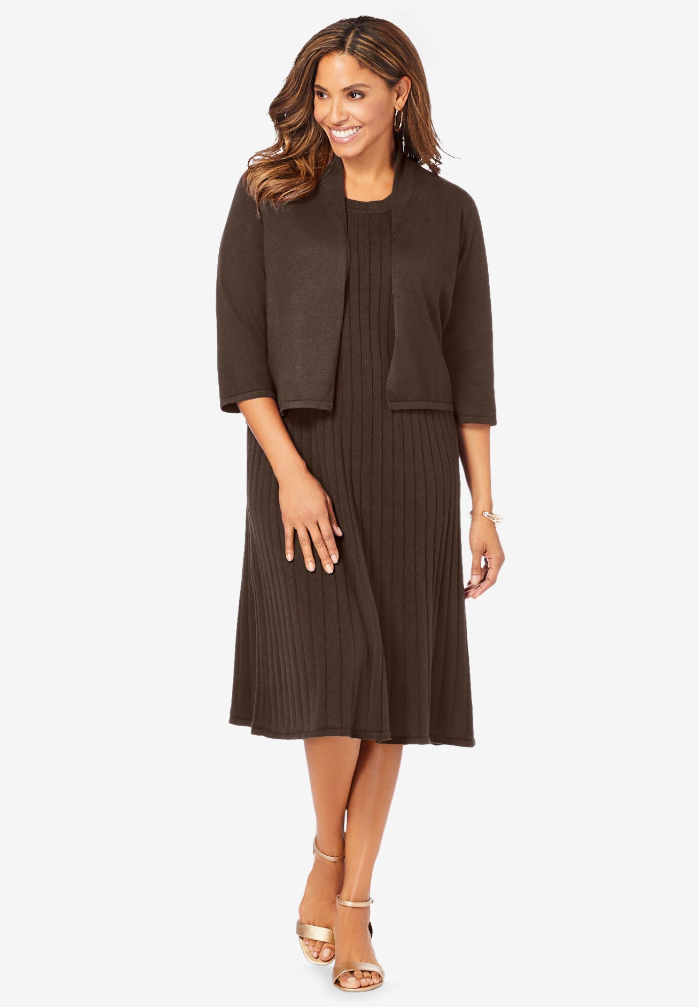 2 Piece Sweater Jacket Dress Woman Within