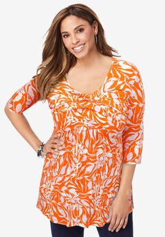 Stretch Knit Pleated Tunic
