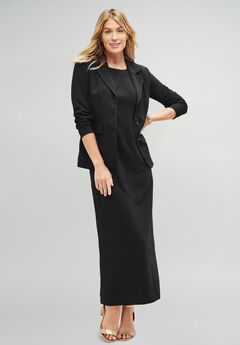 2-Piece Stretch Crepe Single-Breasted Maxi Jacket Dress