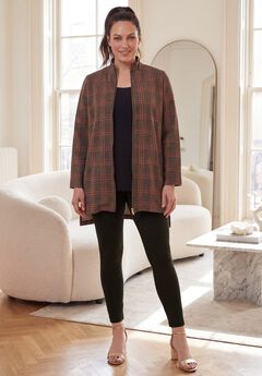 Stretch Cotton Zip Front Hi-Low Jacket