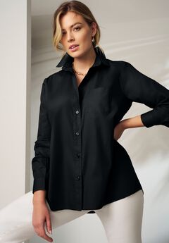 Wrinkle-Free Stretch Cotton Oversized Shirt