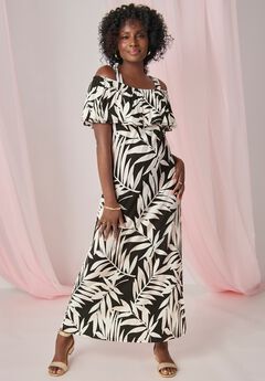 Cold Shoulder A-Line Maxi Dress