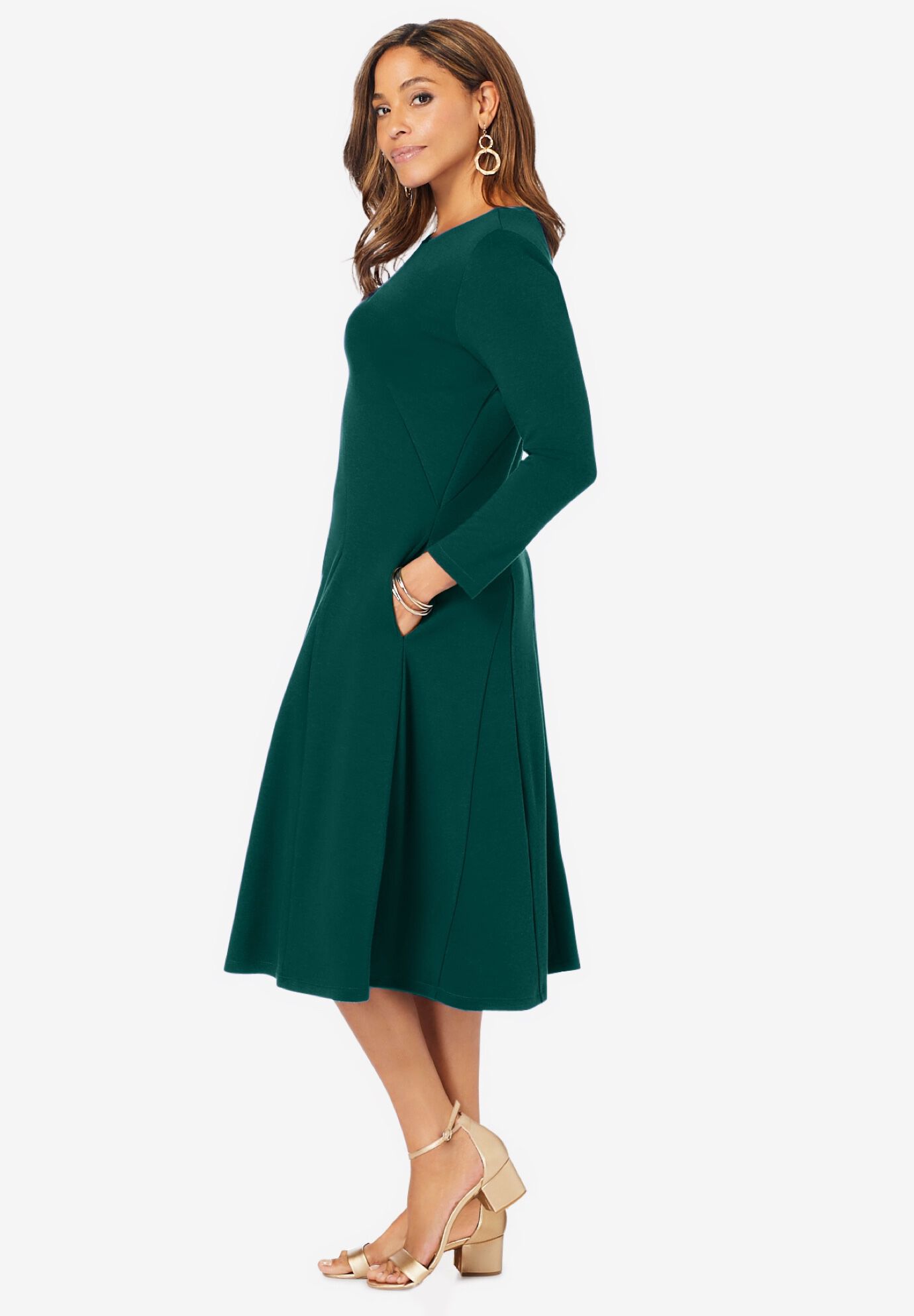 Vintage Feel Ponte Dress with Cuffs main image 0