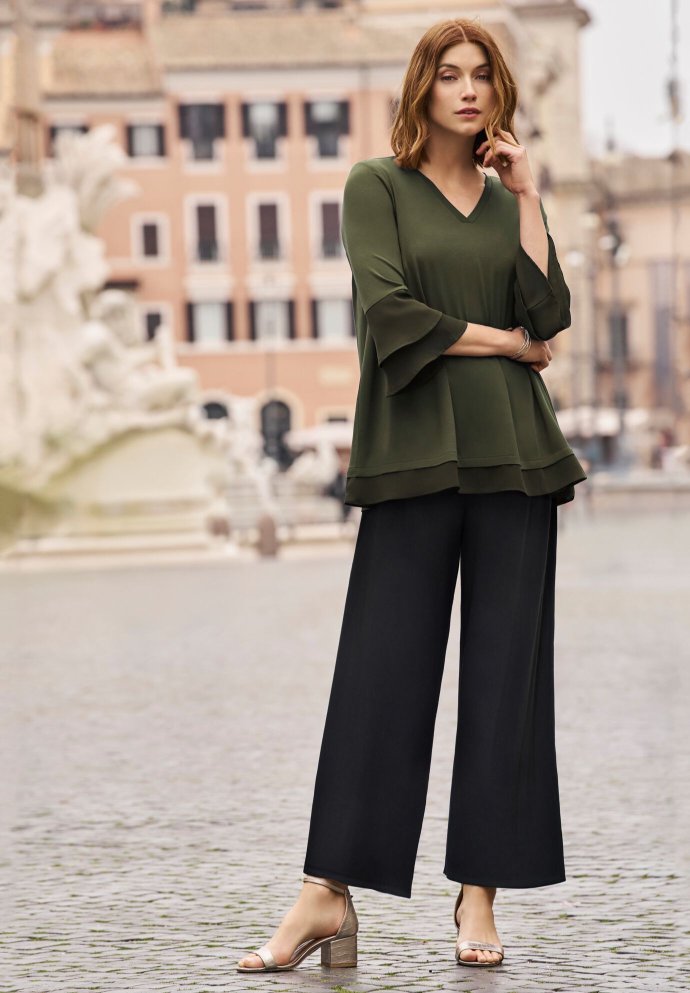 Ruffle Layered Sleeve Top, , alternate image number 2