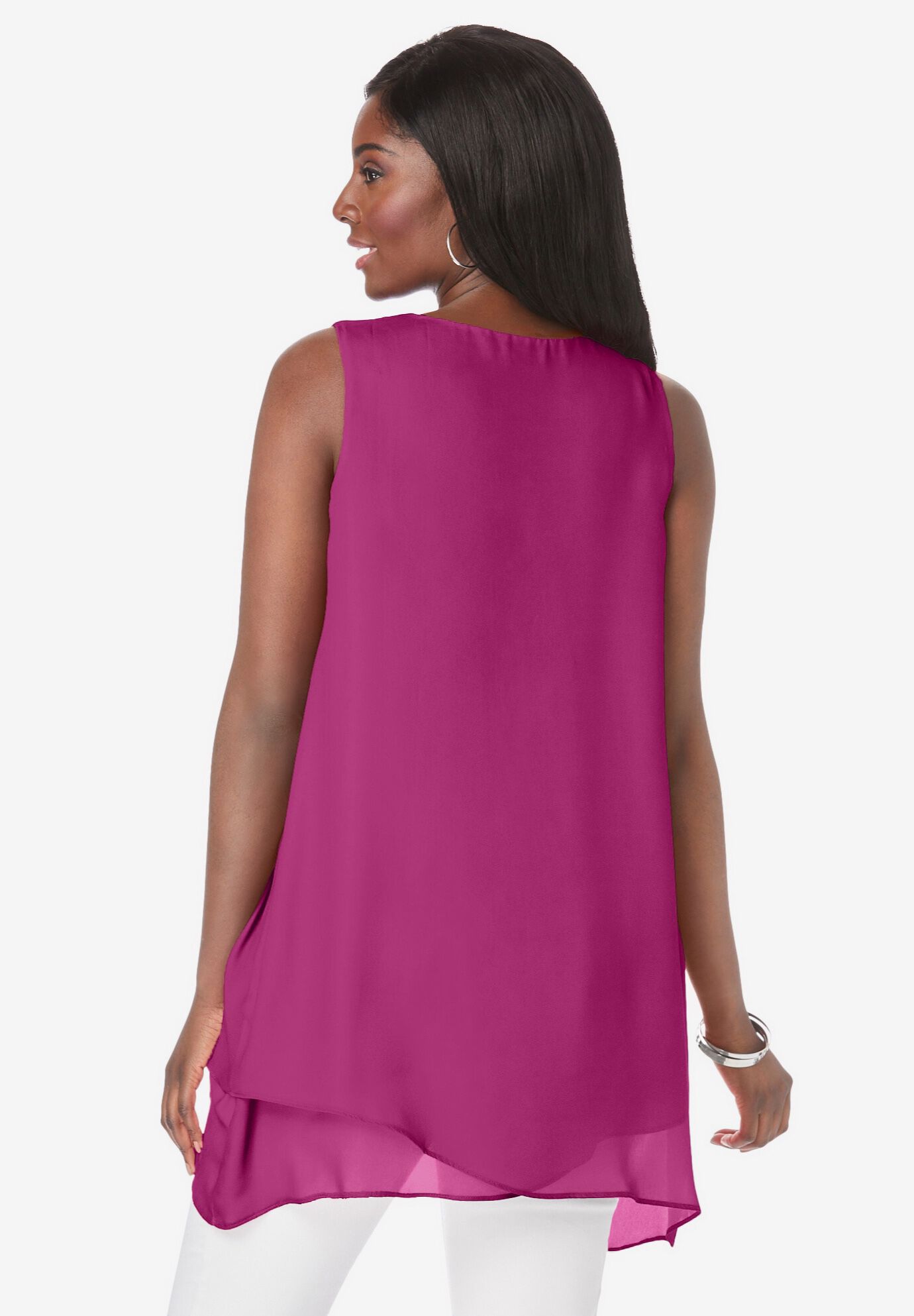 Crinkled Tunic, RASPBERRY, on-hover image number 1